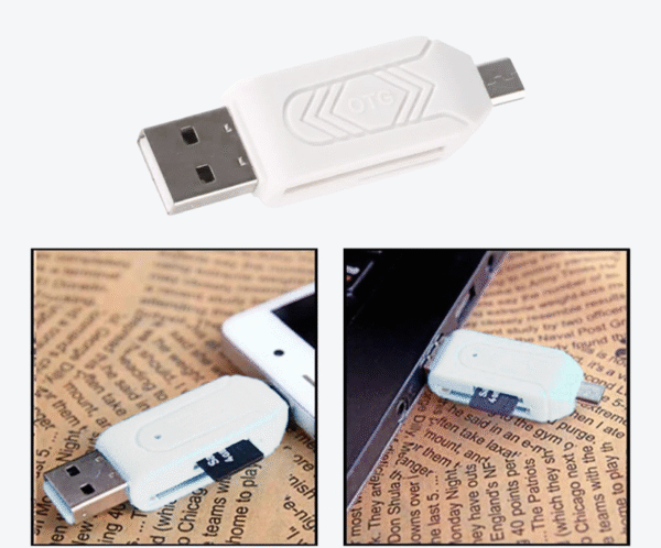 Adaptador Micro USB 2 en 1 OTG y lector de tarjetas SD