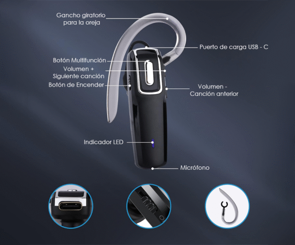 Audífono Bluetooth de conducción