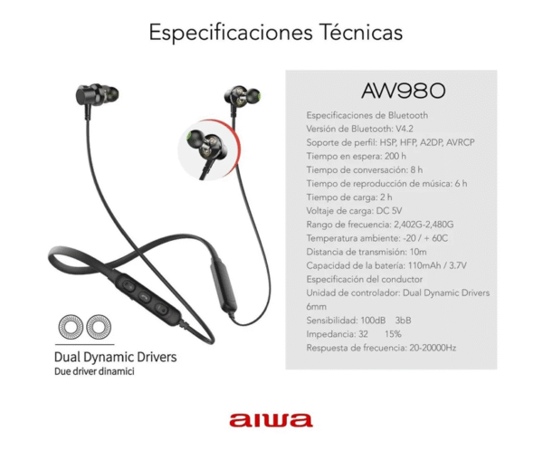 Audífono Bluetooth AIWA Sport