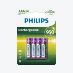 Paquete de 4 pilas NiMH AAA Recargables – Marca Phillips