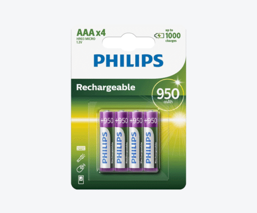 Paquete de 4 pilas NiMH AAA Recargables – Marca Phillips