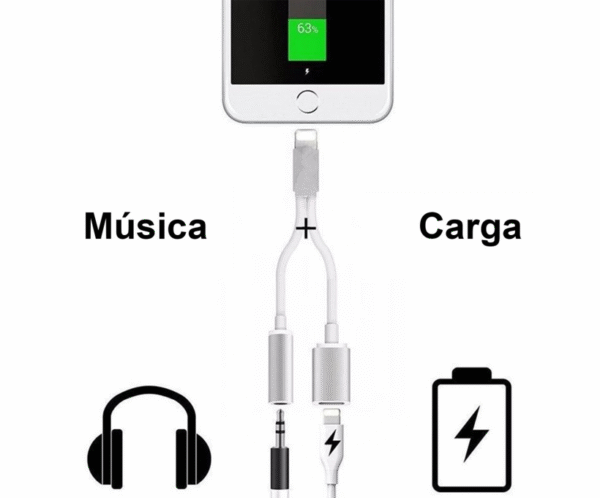 Adaptador Lightning de Cable a Carga y Jack 3.5
